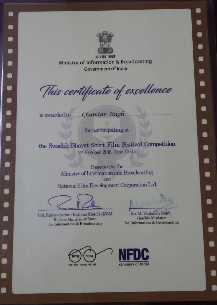Certificate of Excellence from Ministry of I&B